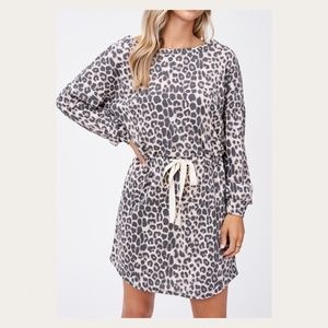 Gray Animal Snake Cinch Waist LoungeWear Dress Sz